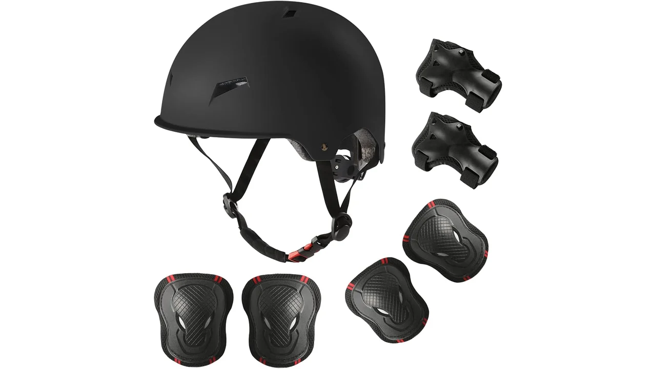 Read more about the article Skateboard Bike Helmet Adults Adjustable Knee Elbow Pads